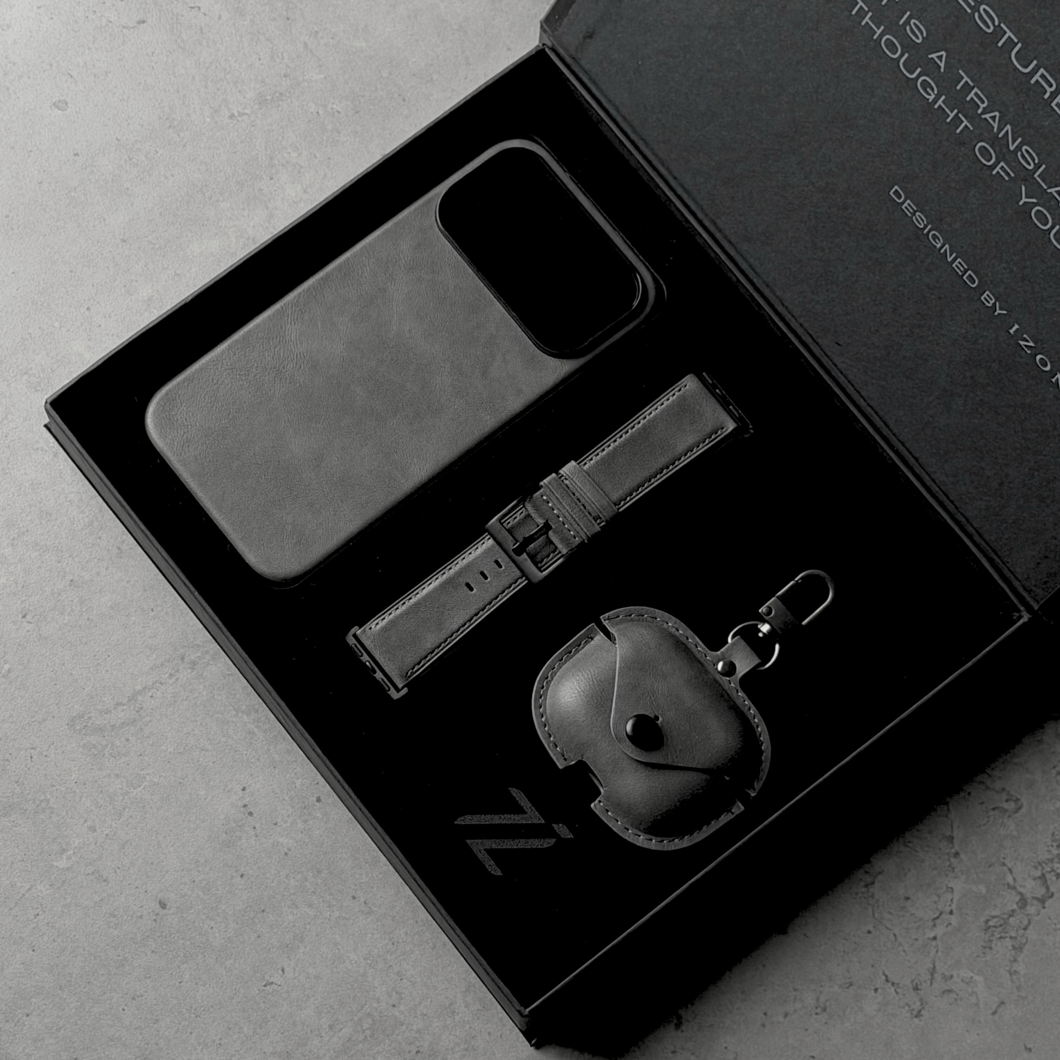 GIFT PACKAGE - IZONE Leather Set - STONE GREY
