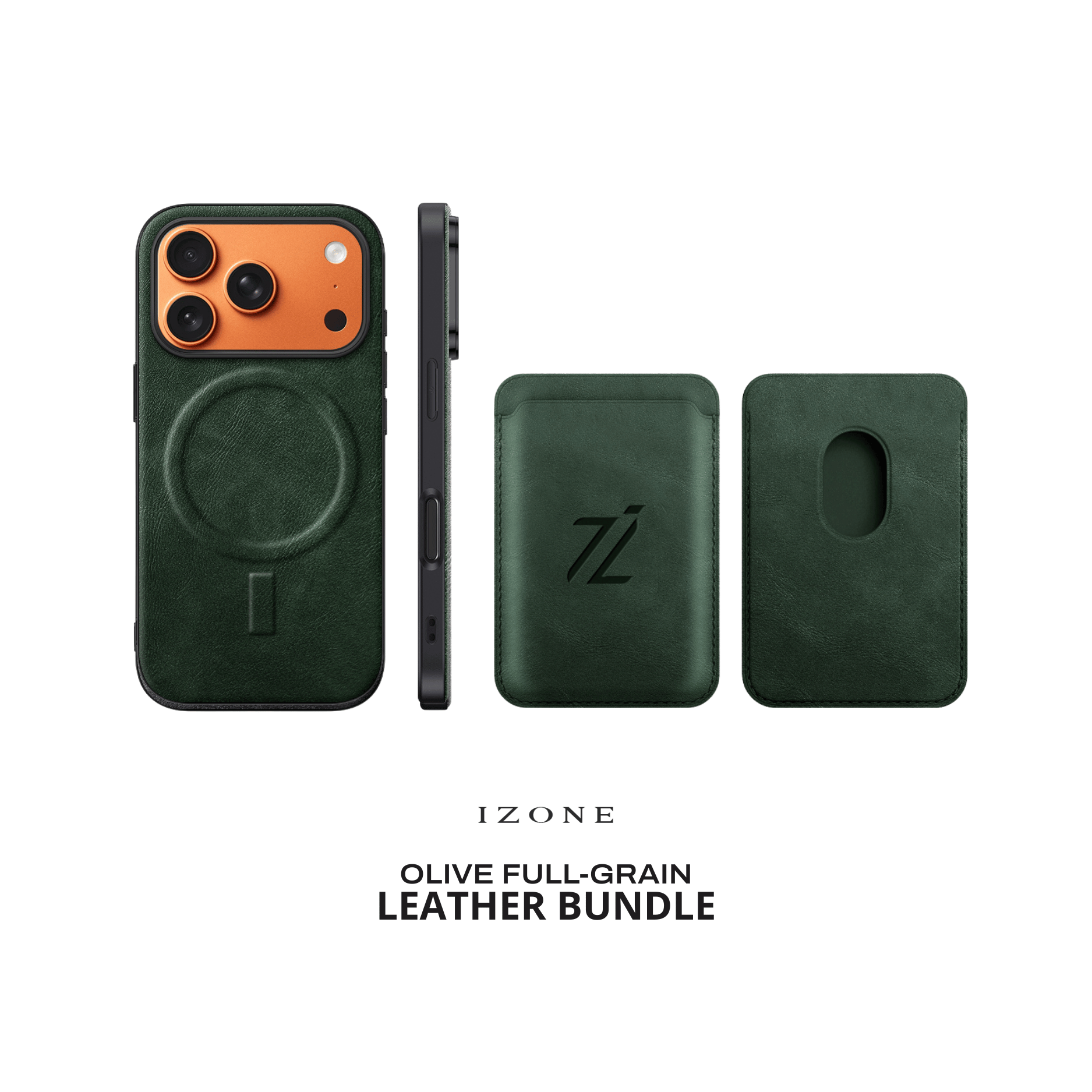 IZONE MagSafe Case+Card Holder Bundle - Olive
