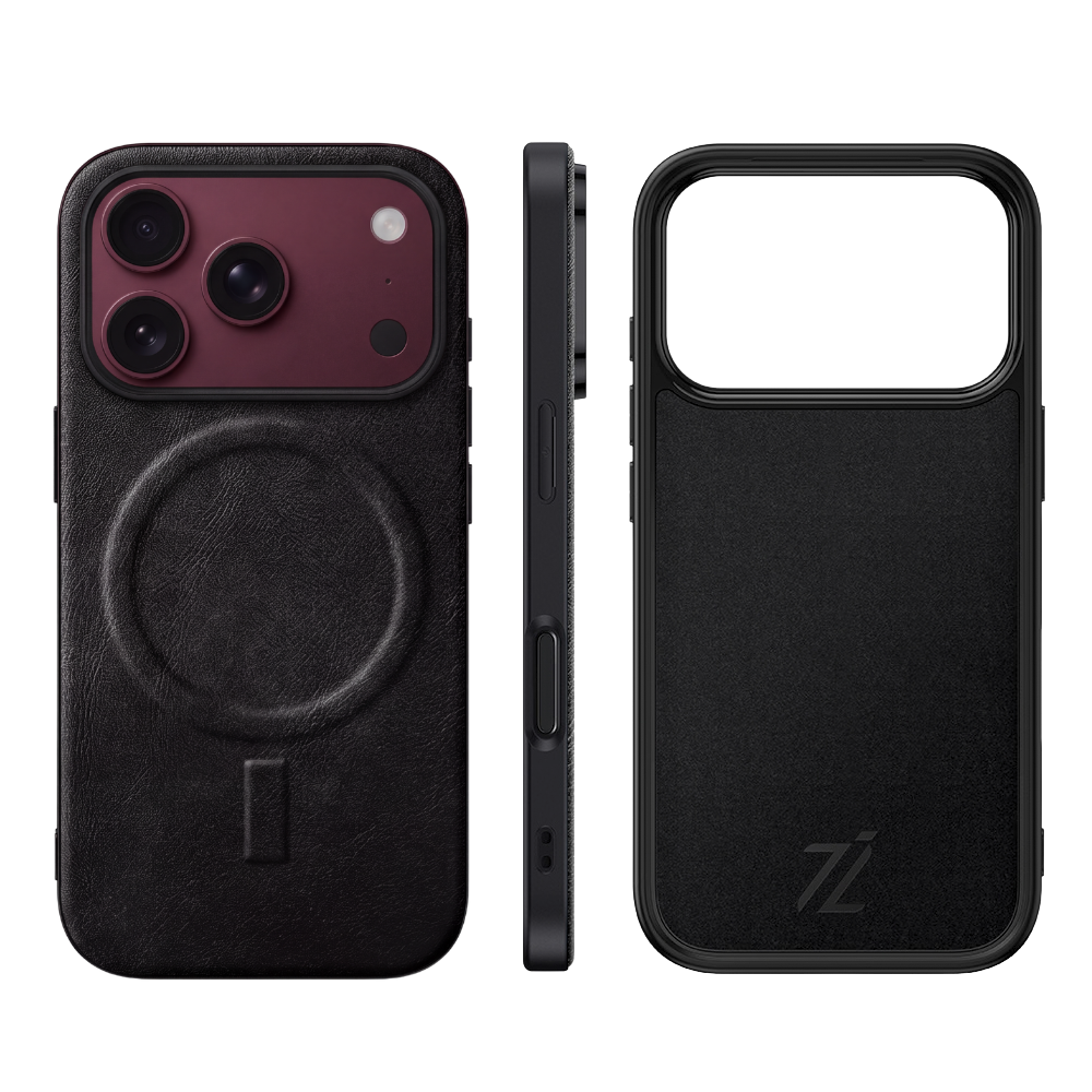 IZONE MagSafe Slim Leather Case – Jet Black