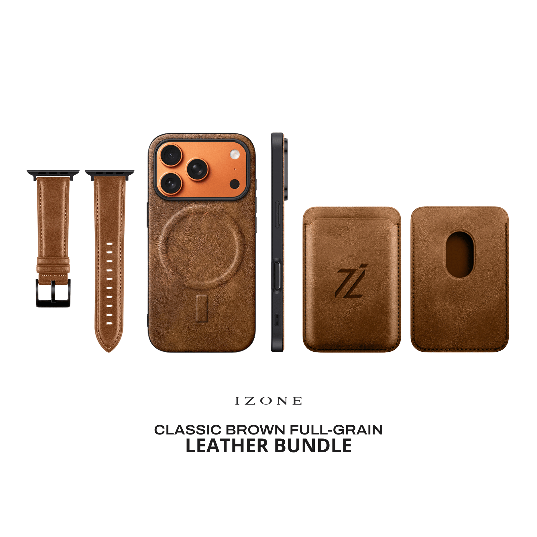 Classic Brown - IZONE Magsafe Case + Apple Watch Strap