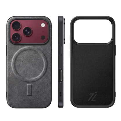 IZONE MagSafe Slim Leather Case – Stone Grey