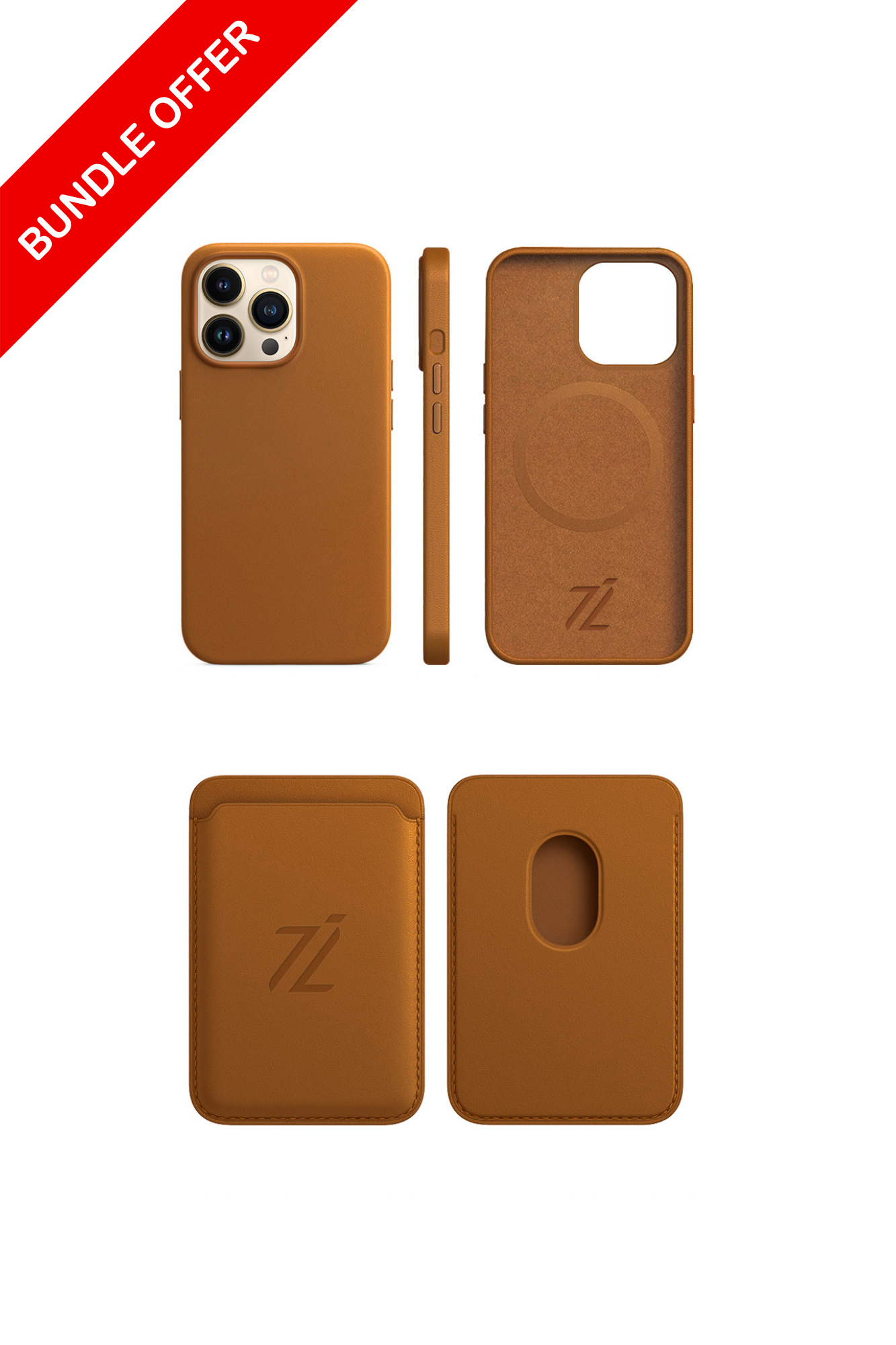 Phone Case + Card Holder ( Brown )