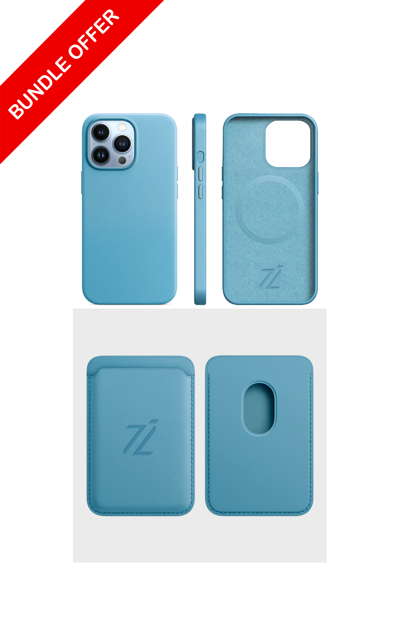 Phone Case + Card Holder ( Baby Blue )