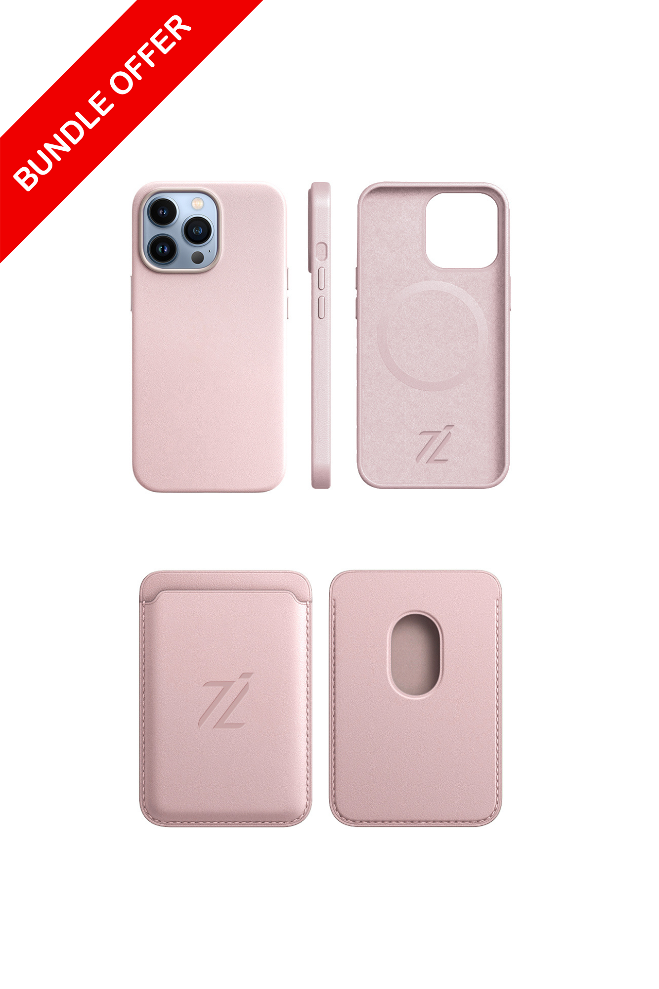 Phone Case + Card Holder ( Light Pink )