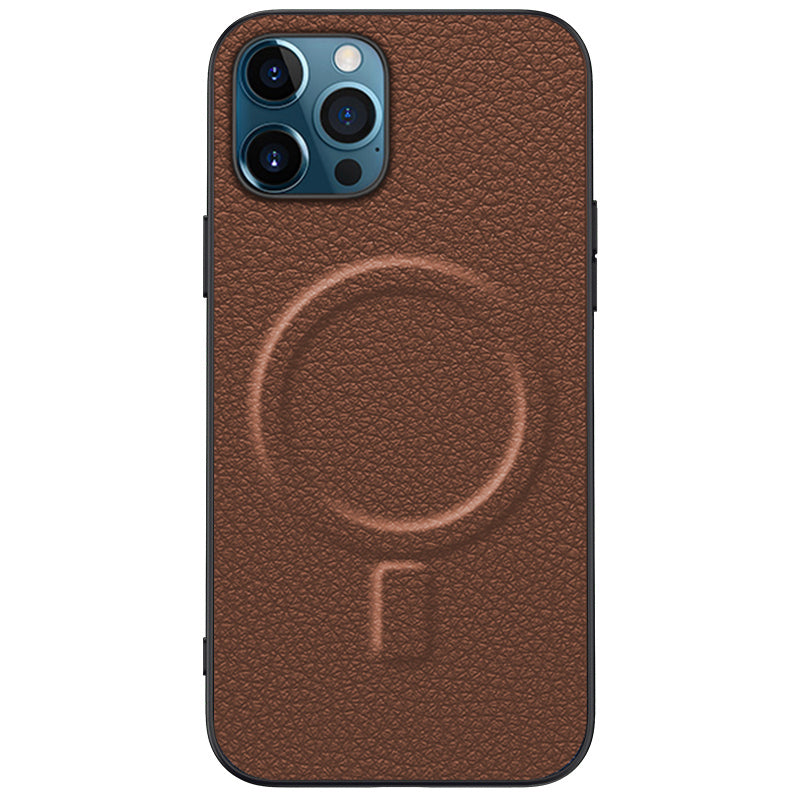 iPhone Textured Leather Case Designed For MagSafe Chargers.